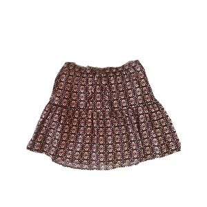 Ann Taylor LOFT Womens Medium Black Orange Short A Line Western Flare Skirt